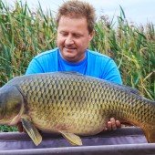 Карп весом 17 кг. Пойман на насадочный бойл Grandcarp СЛИВА