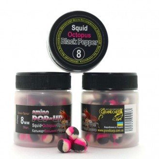 Amino POP-UPs three-flavor SQUID•OCTOPUS•BLACK PEPPER (КАЛЬМАР•ВОСЬМИНIГ•ЧОРНИЙ ПЕРЕЦЬ) Ø8 мм Amino POP-UPs three-flavor SQUID•OCTOPUS•BLACK PEPPER (КАЛЬМАР•ВОСЬМИНIГ•ЧОРНИЙ ПЕРЕЦЬ) Ø8 мм