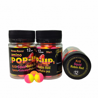 Amino POP-UPs three-flavor KRILL•SQUID•ROBIN RED (КРИЛЬ•КАЛЬМАР•РОБІН РЕД) Ø12 мм Amino POP-UPs three-flavor KRILL•SQUID•ROBIN RED (КРИЛЬ•КАЛЬМАР•РОБІН РЕД) Ø12 мм